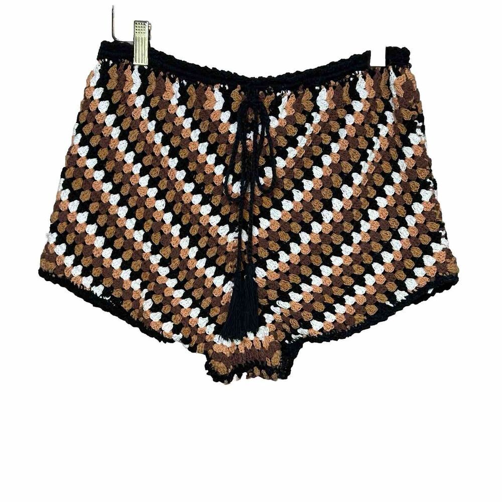 Free People High Waist Crochet Shorts - Black, Brown, White